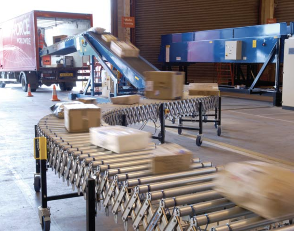 Transporte de cajas telescópico